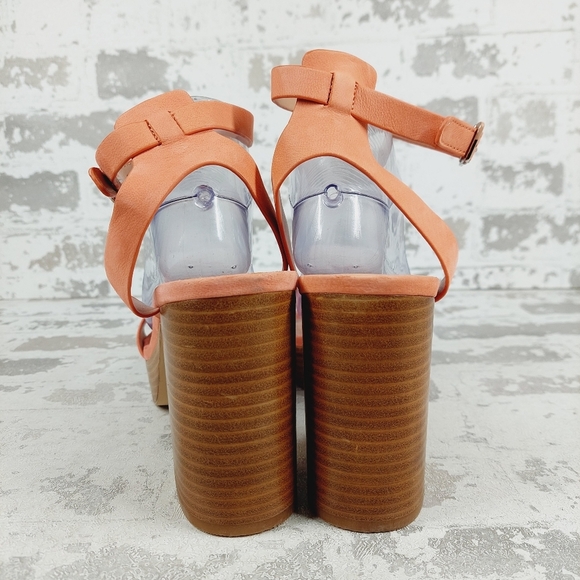New Nordstrom Anita Leather Peach Platform Ankle Buckle Sandals A136 - Picture 7 of 12